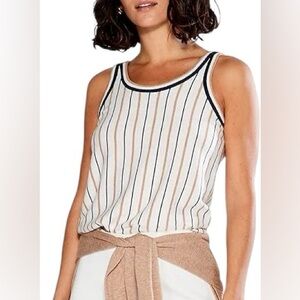 Nic+Zoe Women's Neutral Striped Vital Tank Pullover Sweater size XXL
